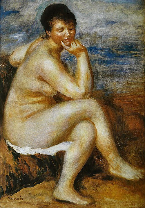 Baigneuse assise sur un rocher, 1885, Auguste Renoir