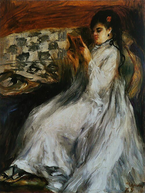 Young Woman in White Reading, 1873, Pierre-Auguste Renoir