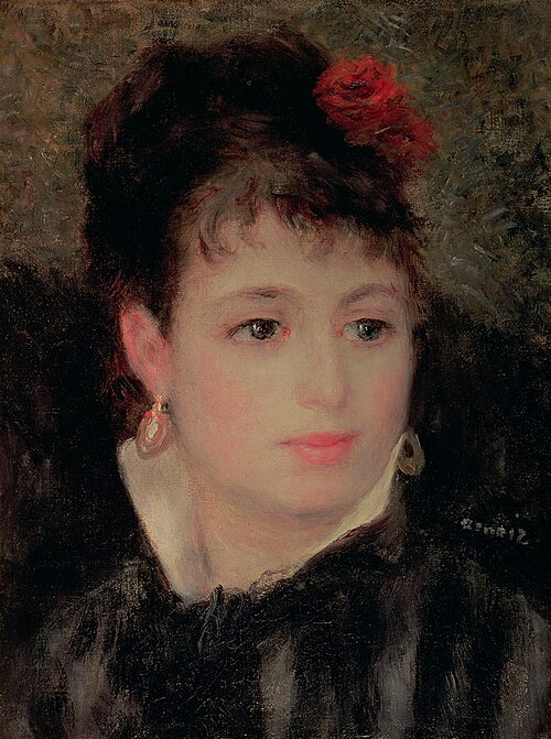 Woman with rose in her hair, 1876, Auguste Renoir