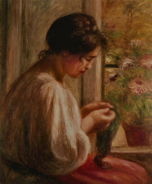 Ravaudeuse à la fenêtre, 1909, Auguste Renoir