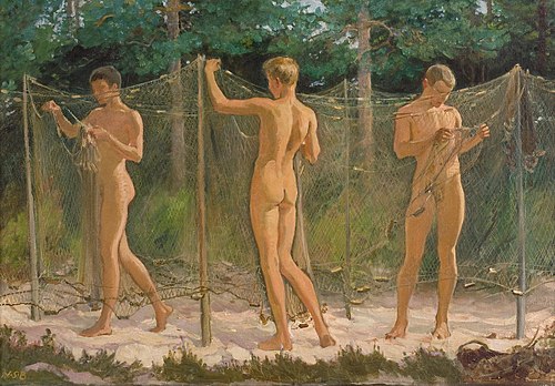 Boys Gathering a Fishing Net, 1917, Venny Soldan-Brofeldt