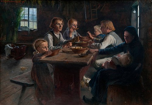 Supper at a Finnish farmhouse, 1892, Venny Soldan-Brofeldt
