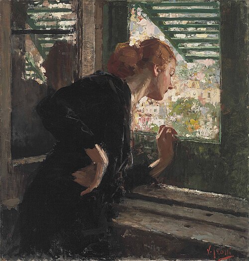 Lady at a window, 1900, Vincenzo Irolli