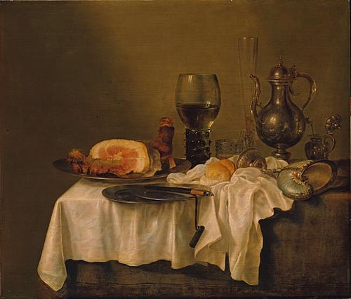 Breakfast table with ham, 1646, Willem Claesz. Heda
