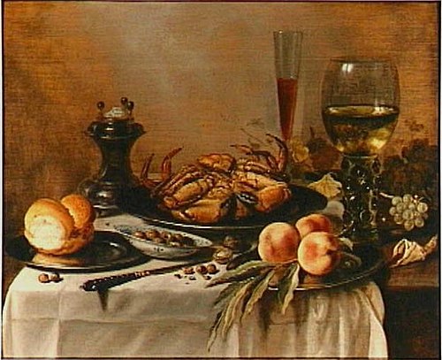 Still life with crab and peaches, 1653, 1653, Willem Claesz. Heda