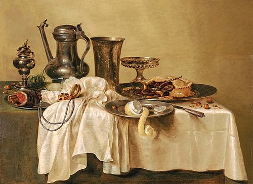 Still life with Jan Steen pitcher, 1637, Willem Claesz. Heda