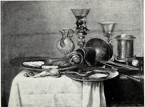 Still life with oysters and façon de Venise glassware, 1649, Willem Claesz. Heda