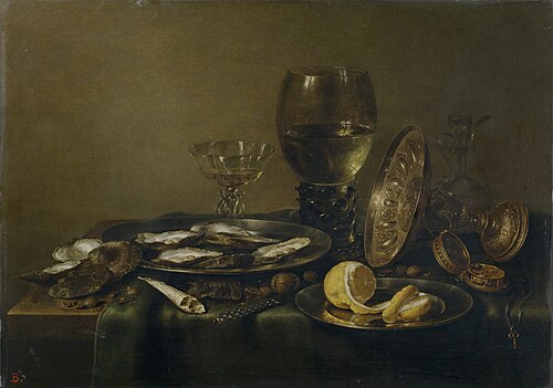 Still Life with Silver Tazza, Roemer and Oysters, 1632, Willem Claesz. Heda