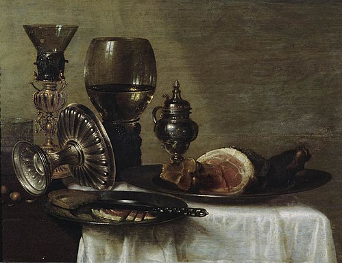 Breakfast with Ham, 1638, Willem Claesz. Heda