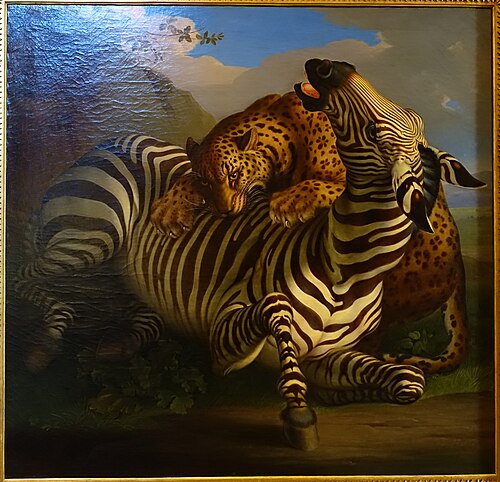 A leopard attacks a zebra, , Johann Wenzel Peter