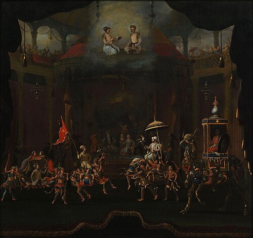 Parade of the sons of Shah Jahan on composite horses and elephants, 1665, Willem Schellinks