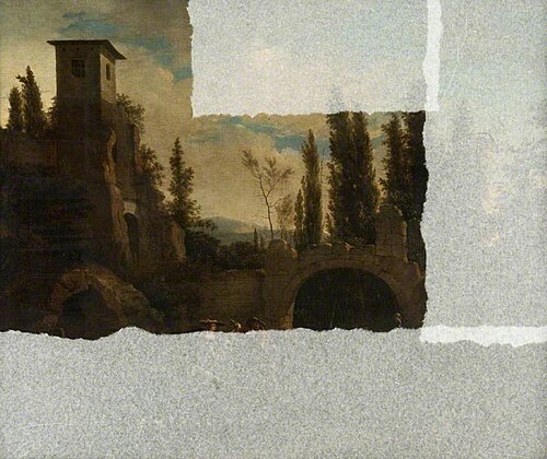A Hawking Party by a Ruined Bridge, , Willem Schellinks
