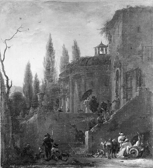 Architecture. Pilgrims Receiving Alms, 1664, Willem Schellinks