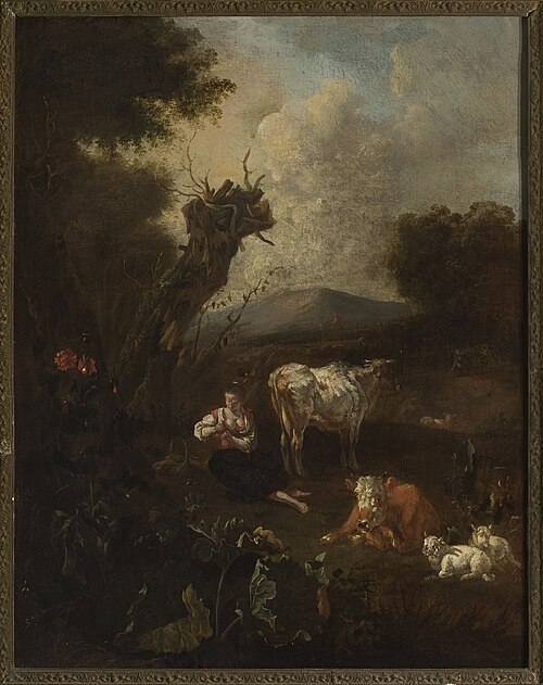 Shepherdess with a herd, , Willem Romeyn