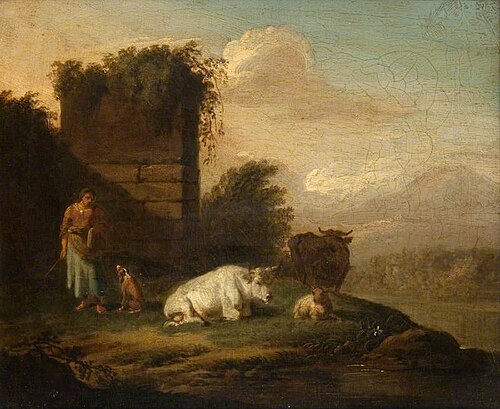 Landscape with Cattle and a Peasant Woman, , Willem Romeyn