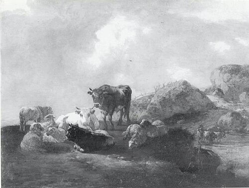 Cattle Resting at a River Crossing, 1654, Willem Romeyn