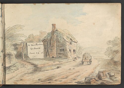Landscape with Hamlet and Cart, 1800, William Brockedon