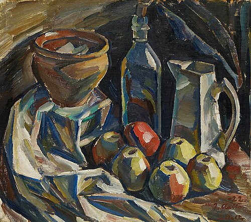 Still Life with Jug, Pot, Bottle and Apples, 1922, Ilmari Aalto