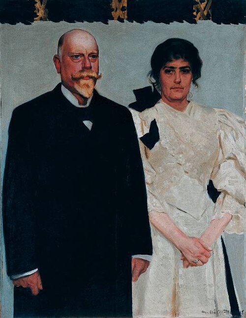 Double portrait of writers Amalie and Erik Skram, 1895, Harald Slott-Møller