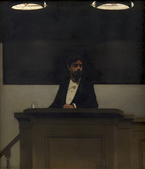 Georg Brandes at the University of Copenhagen, 1889, Harald Slott-Møller
