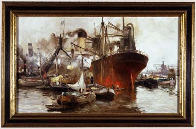 Graanoverslag in de haven van Rotterdam, 1915, August Willem van Voorden