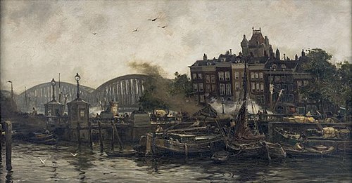 De Vierleeuwenbrug bij de Oude Haven, 1905, August Willem van Voorden