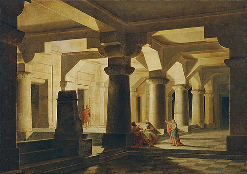 Tempelraum bei Nacht (Josef im Kerker, die Träume auslegend), 1838, Štefan Dolinar