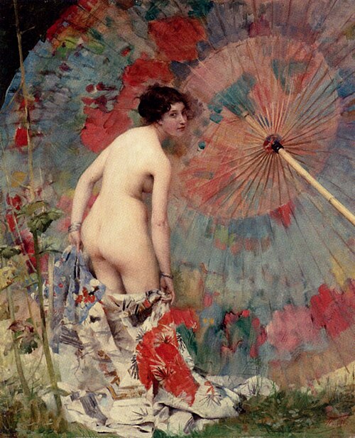 Nude with a Japanese Umbrella, , Aimé Morot