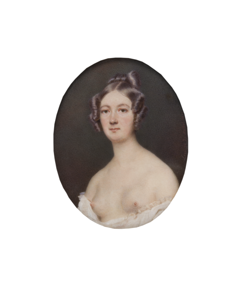 Unknown woman with bared breasts, 1837, Lizinska de Mirbel