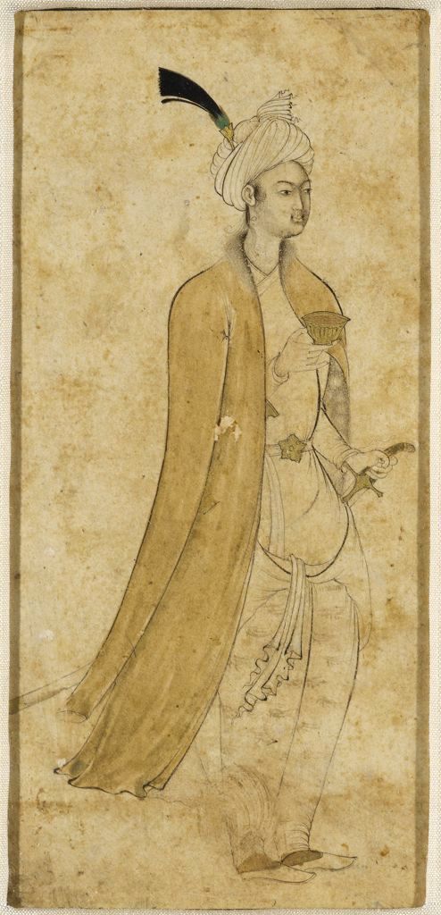 Gentleman with a Gold Wine Cup, 1600, Aqa Reza Heravi