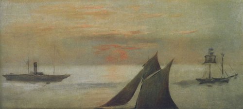 Bateaux en mer, soleil couchant, 1868, Édouard Manet