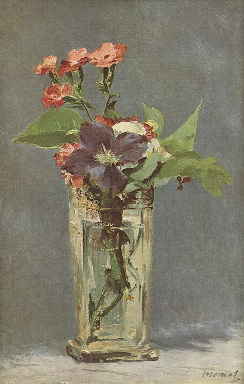 Œillets et clématite dans un vase de cristal, 1882, Édouard Manet