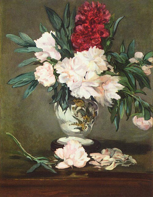 Vase de pivoines sur piédouche, 1864, Édouard Manet