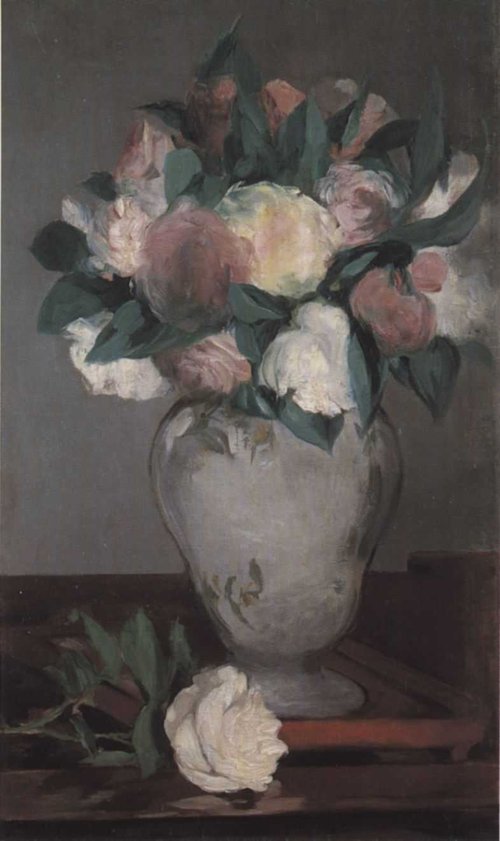 Vase de pivoines sur un plateau laqué, 1864, Édouard Manet