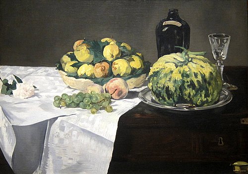 Still Life with Melon and Peaches, 1866, Édouard Manet