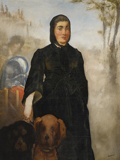 Woman with dogs, 1858, Édouard Manet