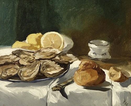 Nature morte, huîtres, citron, brioche, 1876, Édouard Manet