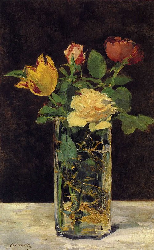 Roses et tulipes dans un vase, 1883, Édouard Manet