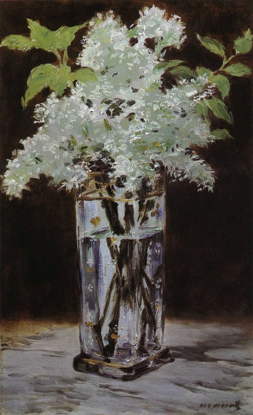 Lilas blanc dans un vase de cristal, , Édouard Manet