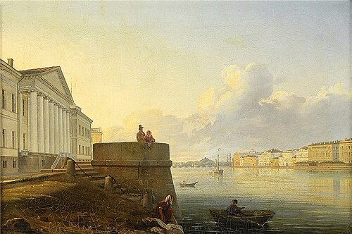 The Embarkment on the Neva by the Academy of Sciences, 1850, Vladimir Ammont