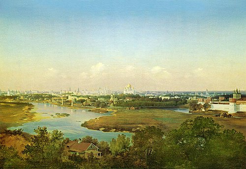 View of Moscow from Vorobyovy (Sparrow) Hills, 1856, Vladimir Ammont