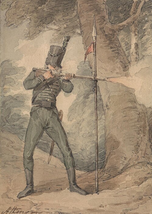 A Rifleman at Musketry Practice, , John Augustus Atkinson