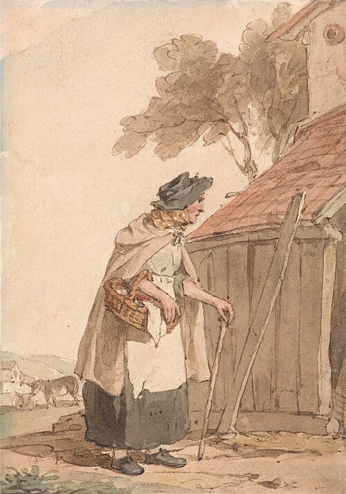 An Old Woman Carrying a Basket, , John Augustus Atkinson