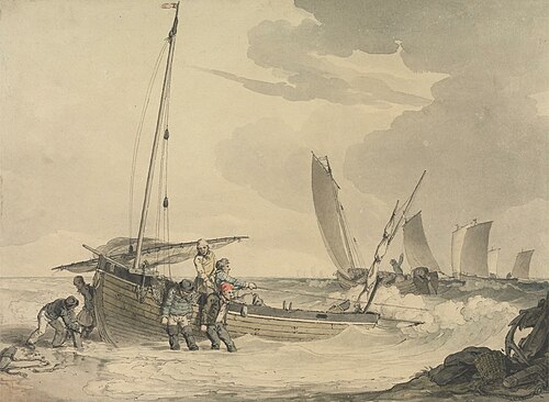 Fisherman Putting Out to Sea, 1805, John Augustus Atkinson