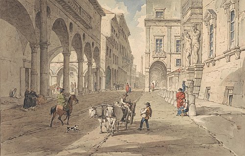 Bologna, View in the Strada Maggiore, 1819, John Augustus Atkinson