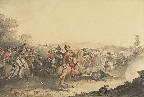 The Marquis of Anglesea Wounded Whilst Leading a Charge of Heavy Cavalry at the Close of the Battle , 1815, John Augustus Atkinson