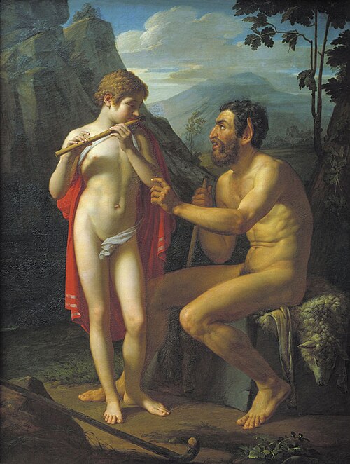 Faun Marsyas teaching Olympus playing the flute, 1821, Piotr Bassine