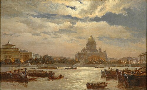 View of Saint Petersburg in Twilight, 1911, Aleksandr Karlovich Beggrov