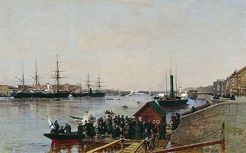 Pier on the Neva, 1885, Aleksandr Karlovich Beggrov