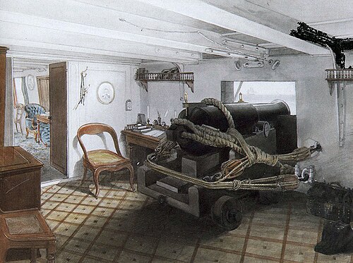 Gunfire casemate of the frigate "Oslyabya", 1914, Aleksandr Karlovich Beggrov